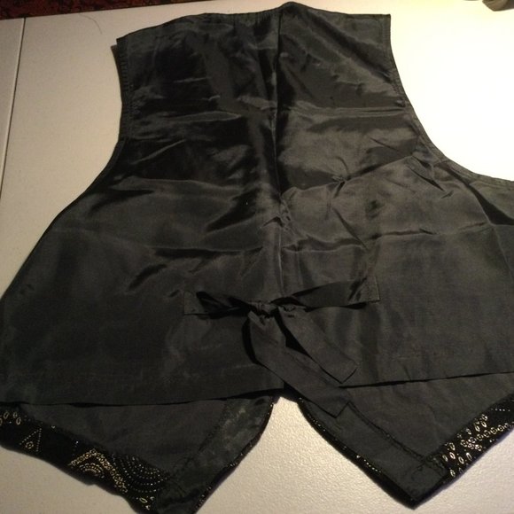 Miz California Ladies L Black Foil vest Button Down Geometric Patterns - Picture 8 of 9